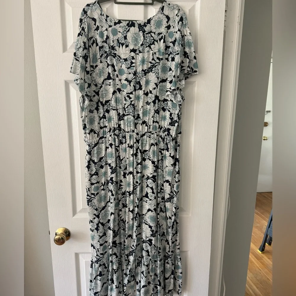 Time and Tru Blue Floral Dress 💙 Size 22/XXXL 🩵 NEW WITH TAGS - Picture 9 of 13